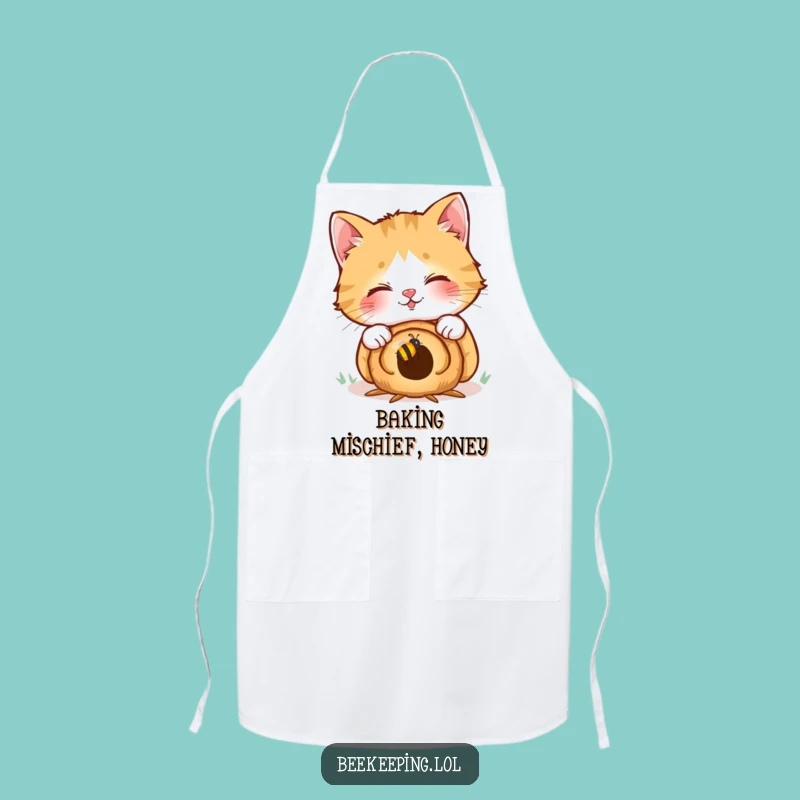 Funny Cat Kitchen Apron: Giggling Over Bees, Humorous Chef Gift
