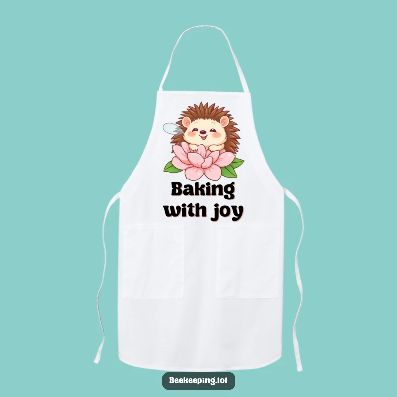 Funny Hedgehog Flower Apron: Giggling Chef Wear, Buzzing Humor, Kitchen Gift