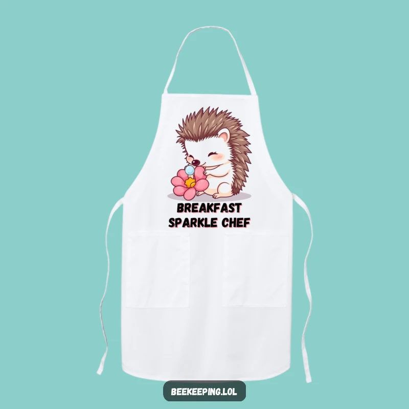 Funny Hedgehog Touching Dewdrop Apron: Cute Nature Kitchen Wear