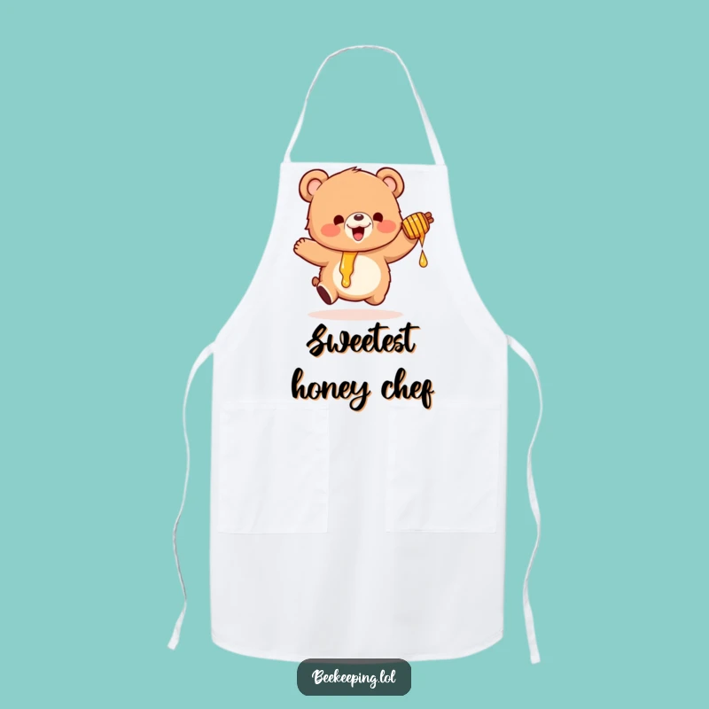 Funny Honey Bear Apron: Cute Fluffy Bear Kitchen Wear for Humorous Cooks