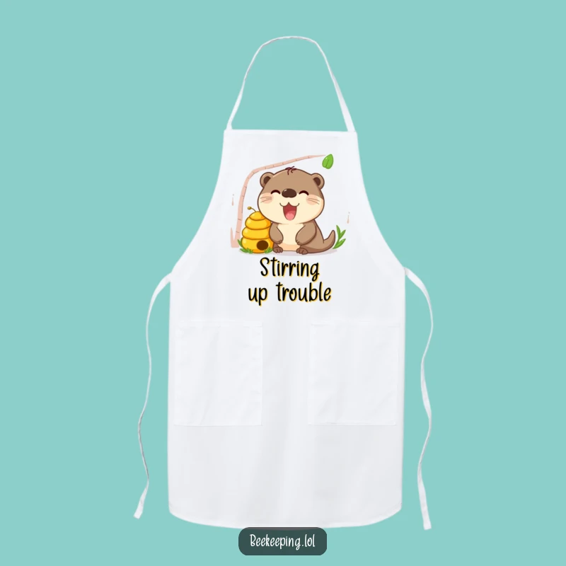 Funny Otter Beehive Apron: Durable Curious Otter, Perfect Kitchen Animal Gift