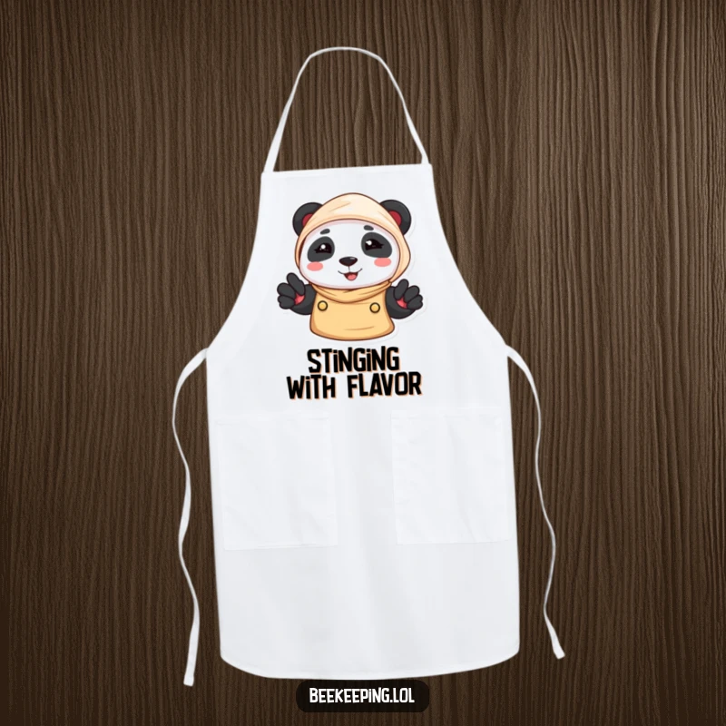 Funny Panda Beekeeper Apron: A smiling panda in a beekeeper veil, making kitchen tasks more enjoyable.