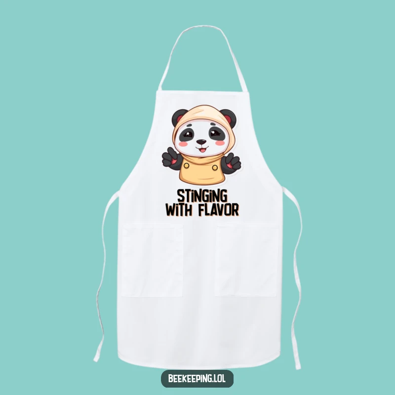 Funny Panda Beekeeper Apron: Cute Bear Kitchen Wear for Honey Enthusiasts