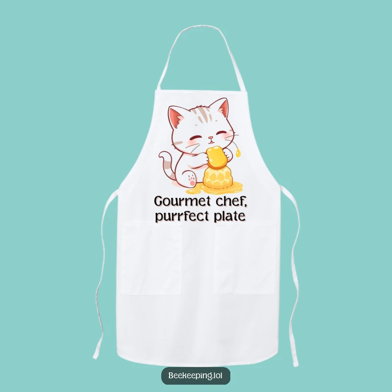 Funny Cat Honey Comb Apron: Humorous Feline Kitchen Accessory Gift