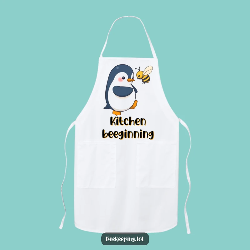 Funny Penguin Chef Apron: Shy Near Bees, Kitchen Humor Gift