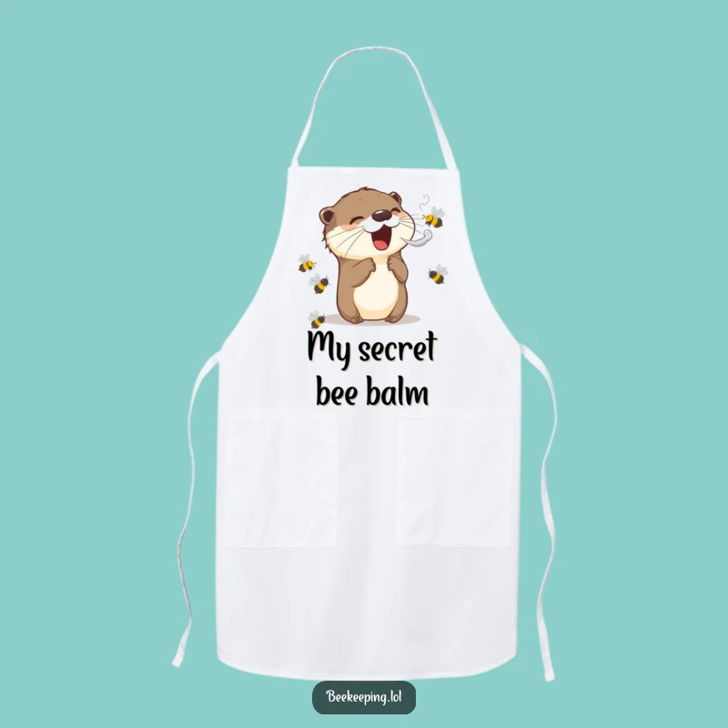 Funny Otter Chef Apron: Smokes Bees While Cooking, Kitchen Humor Gift