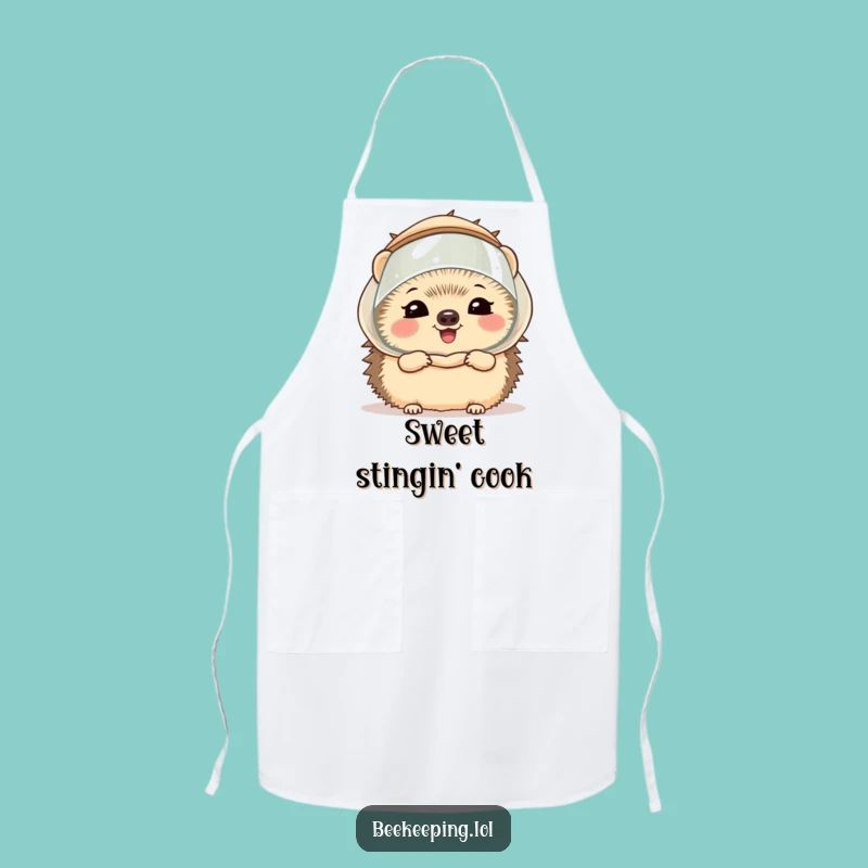 Funny Hedgehog Beekeeper Apron - Giggling Spiky Friend, Kitchen & Baking Fun Gift