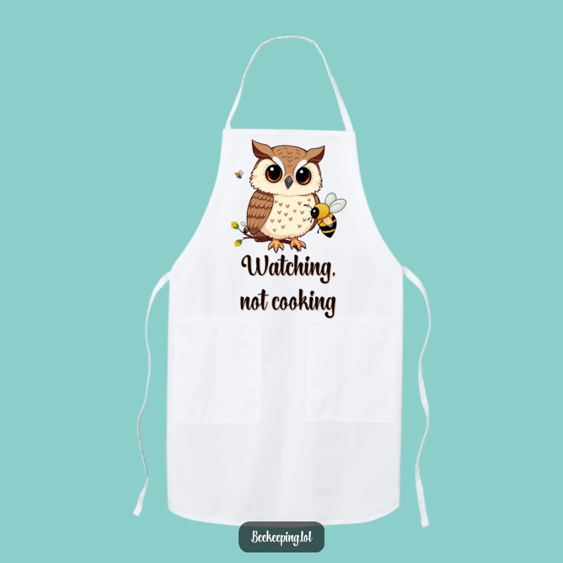Funny Owl Bee Apron: Curious Chef Owl, Hilarious Funny Gift