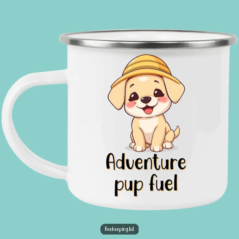 Funny Puppy Beekeeper Camping Mug: Enamel Giggling Pup, Perfect Outdoor Dog Gift