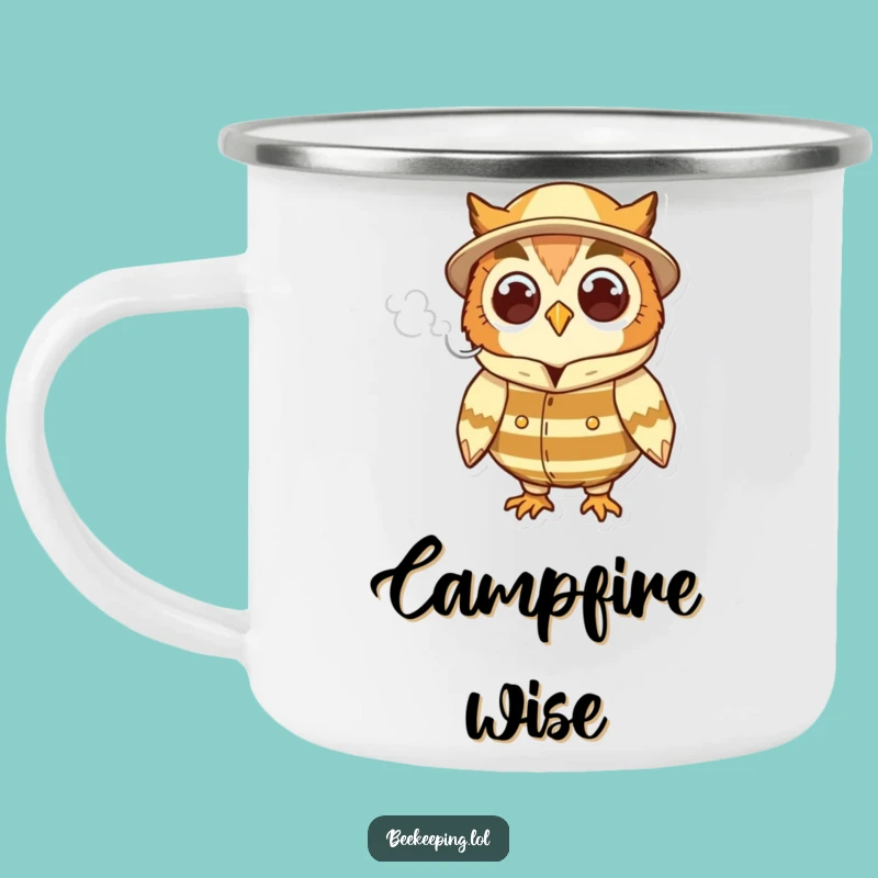Funny Owl Beekeeper Camping Mug - Enamel Smoke Puffer Cup, Great Humorous Gift