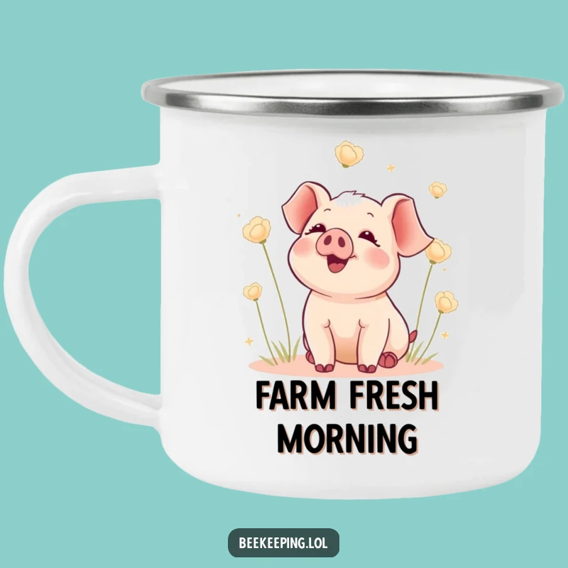 Funny Piglet Seed Camping Mug: Delighted Piglet Outdoors, Great Funny Gift