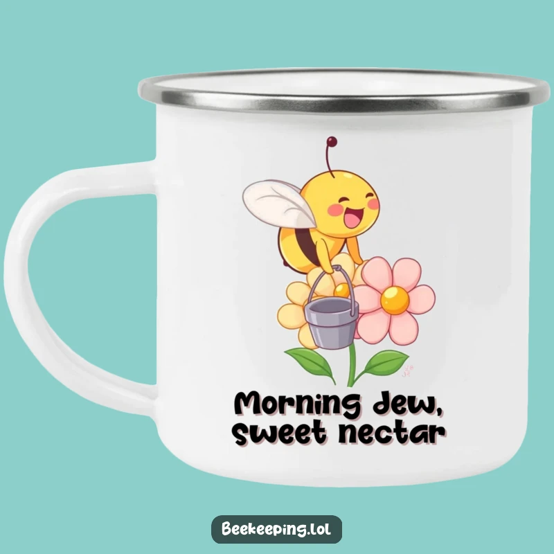 Funny Bee Flower Camping Mug: Durable, Humorous Outdoor Drinkware Gift