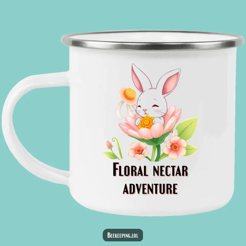 Funny Bunny Flower Camping Mug: Adventure Ready Bunny Gift!
