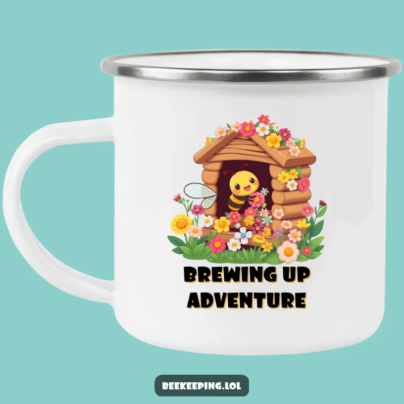 Funny Camping Mug: Busy Bee Flower Hive Adventure Gift
