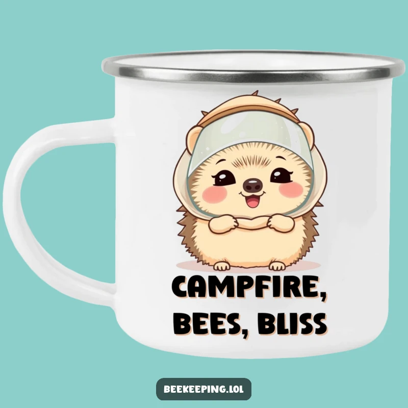Funny Hedgehog Beekeeper Camping Mug - Giggling Spiky Friend, Outdoor Adventure Gift