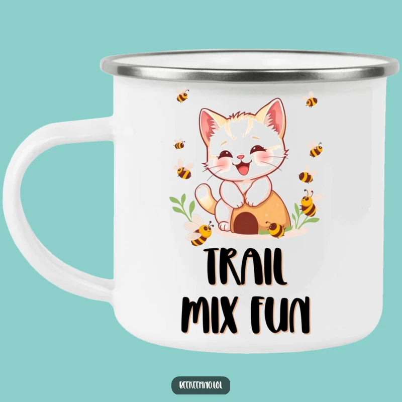 Funny Kitten Bee Camping Mug - Playful & Durable, Perfect Funny Gift