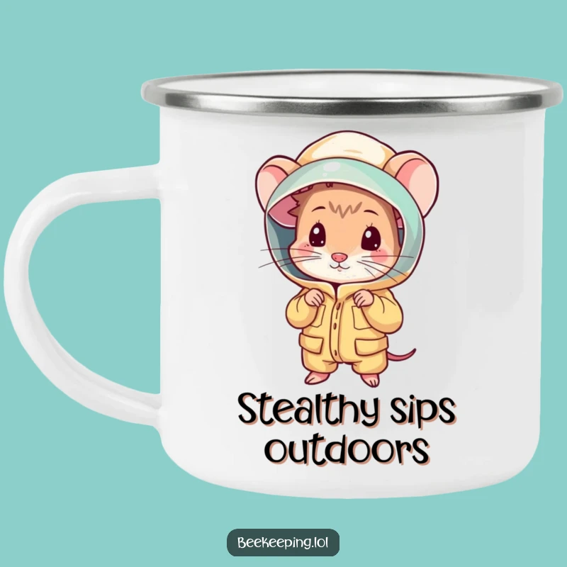 Funny Mouse Beekeeping Camping Mug: Adorable Rodent Enamel Mug, Outdoor Fun Gift