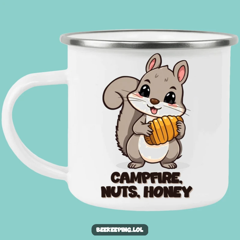 Funny Squirrel Honey Comb Camping Mug - Brave Nut Gatherer, Outdoor Adventure Gift