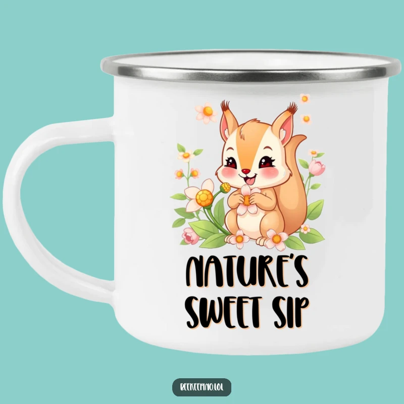 Funny Squirrel Nectar Camping Mug: Smiling Squirrel Outdoors, Great Funny Gift