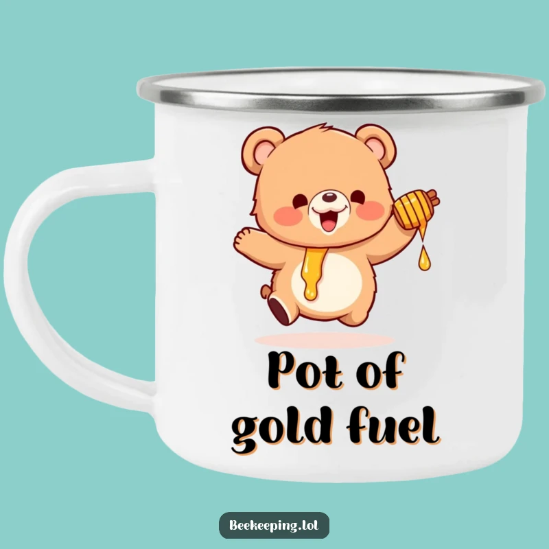 Funny Honey Bear Camping Mug: Durable Fluffy Bear Cup for Humorous Adventures