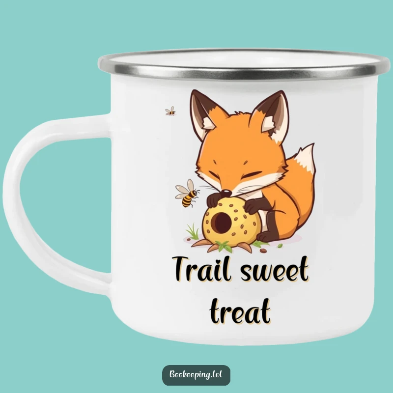 Funny Fox Beekeeper Camping Mug - Enamel Hive Tending Cup, Great Humorous Gift