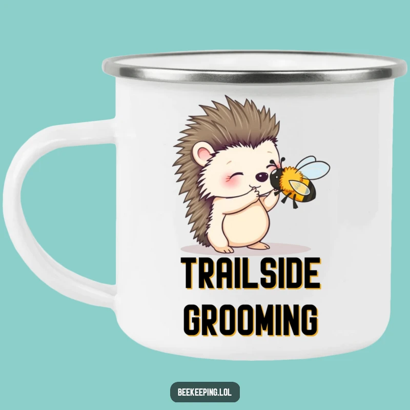 Funny Hedgehog Bee Brush Camp Mug: Adventure with Gentle Friends - Gift!