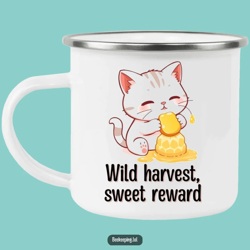 Funny Cat Honey Comb Camping Mug: Durable Feline Drinkware Gift