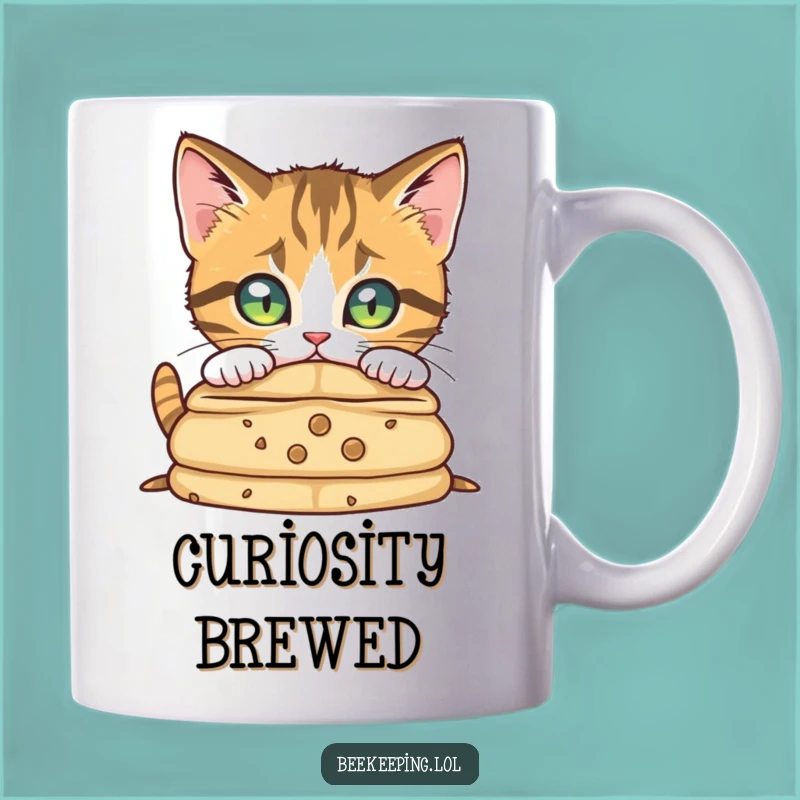 Funny Curious Cat Honey Mug - Intrigue and Sweetness in Every Sip Gift