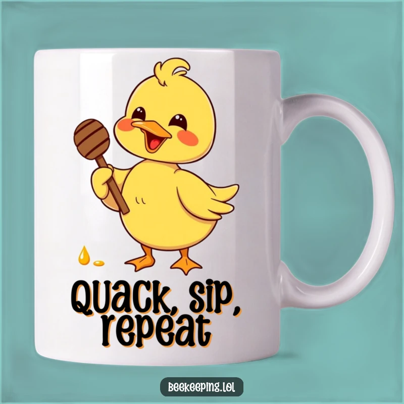 Funny Duck Honey Lover Mug - Delighted Bird Dipping Sweetness, Perfect Gift