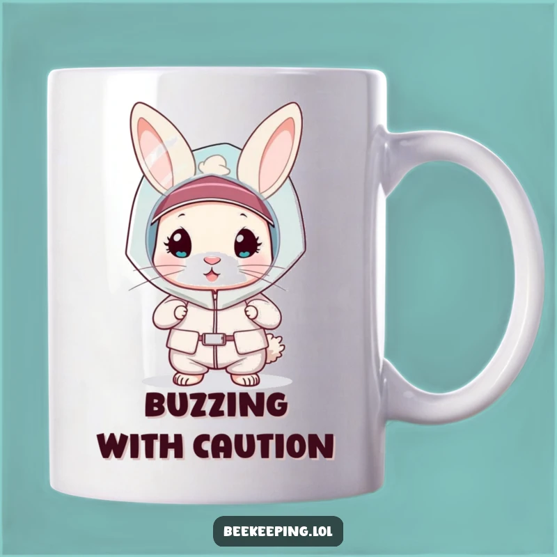 Funny Rabbit Scientist Mug: Protecting Pollinators with Humor