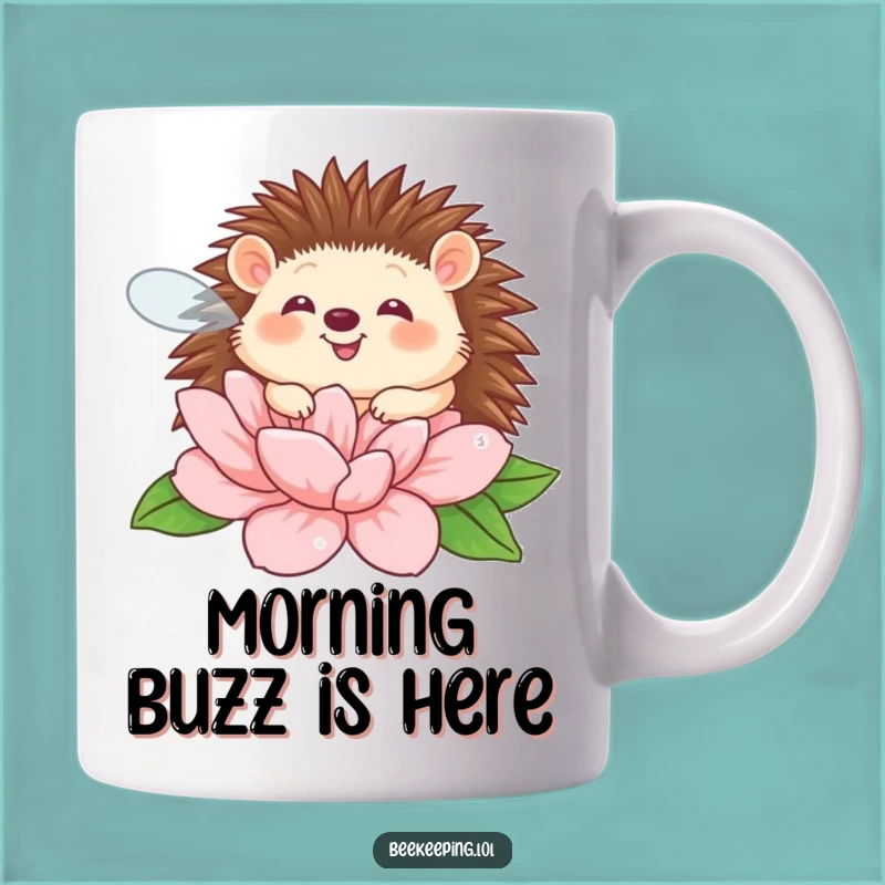 Funny Hedgehog Flower Mug: Giggling Prickly Friend, Buzzing Humor, Perfect Gift