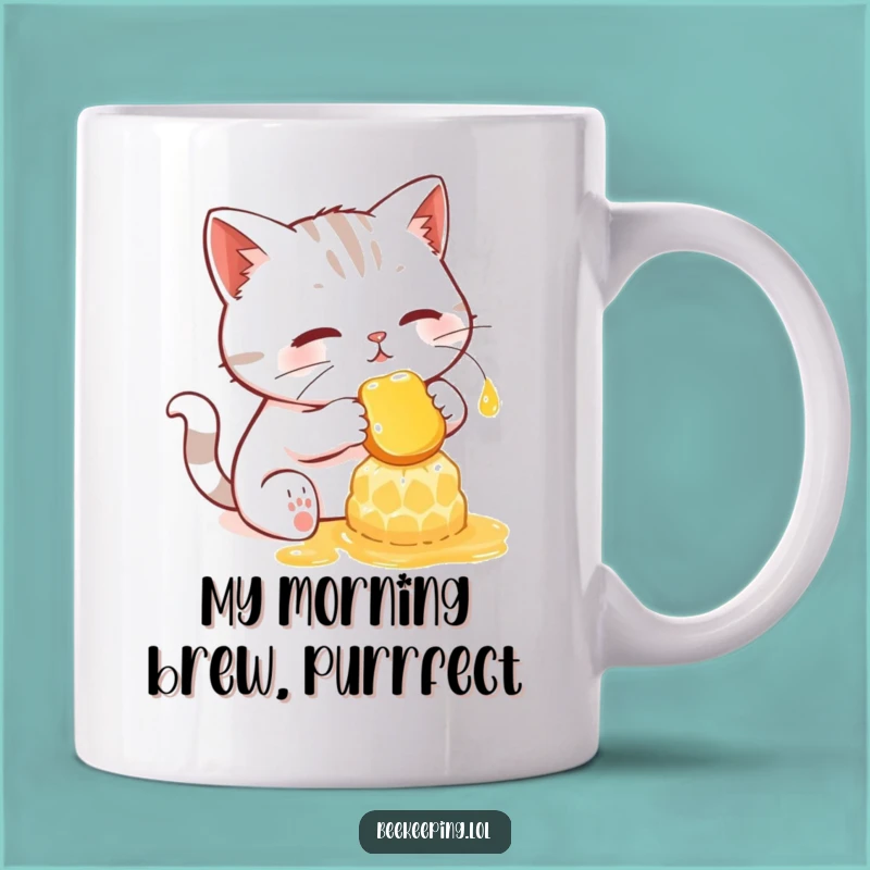 Funny Cat Honey Comb Mug: Determined Feline Gift for Cat Lovers