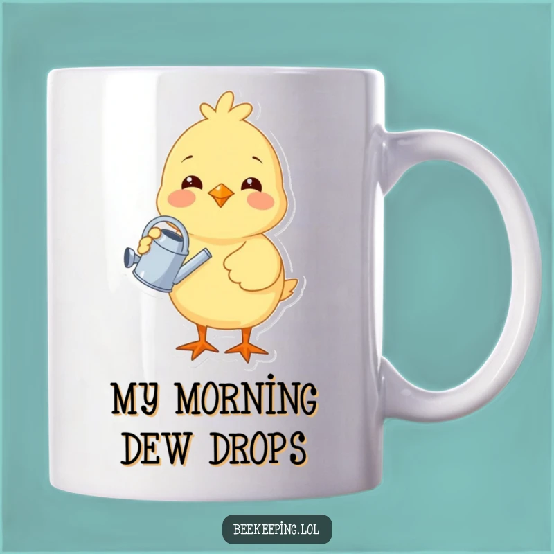 Funny Chick Gardener Mug - Cheerful Bird Watering Plant, Perfect Gift for Plant Lovers