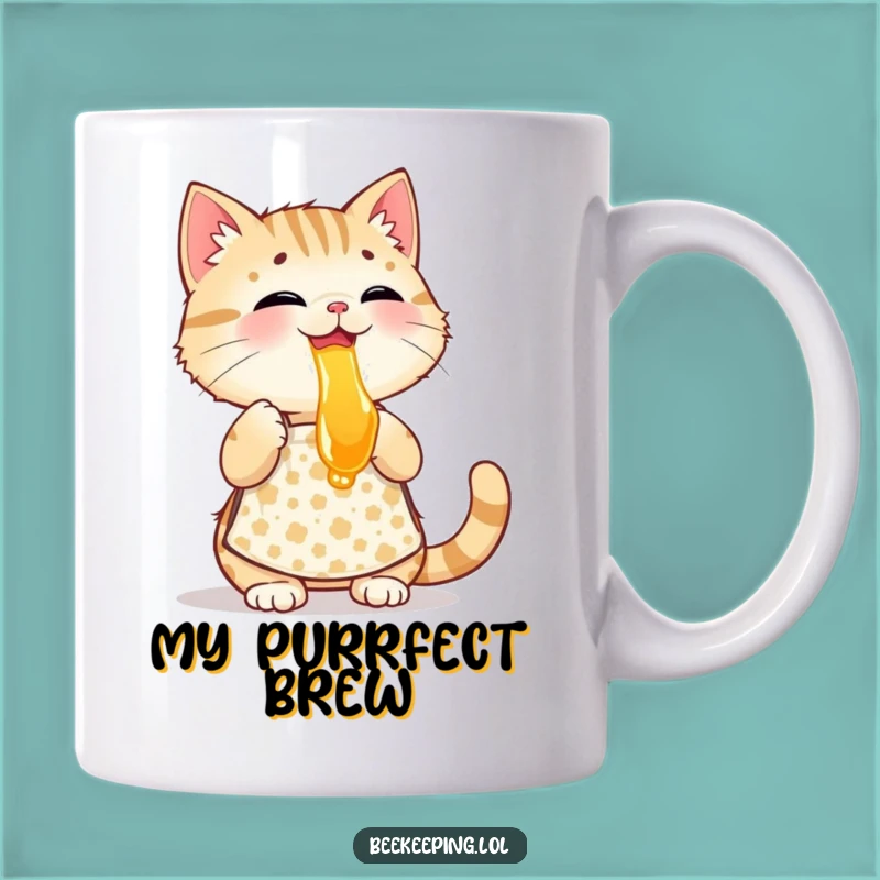 Funny Cat Beekeeper Mug - Playful Apron Tasting Honey Cup, Adorable Humorous Gift