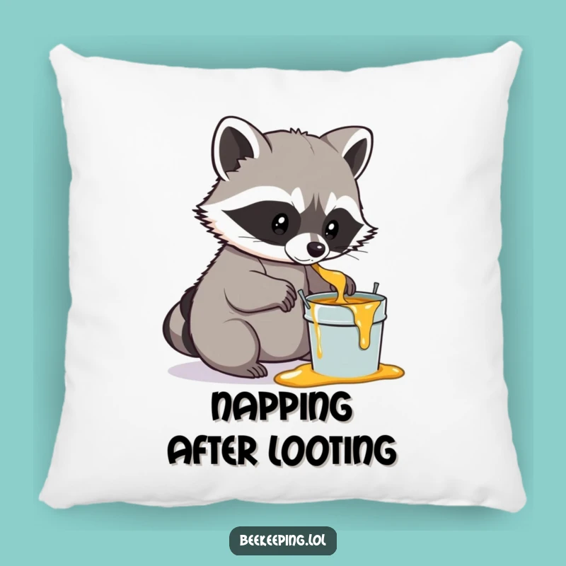 Cozy Funny Raccoon Honey Pillow: Soft Determined Raccoon, Perfect Comforting Nature Gift