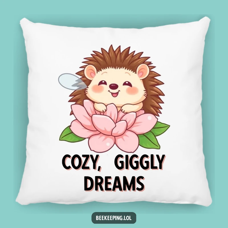 Funny Hedgehog Flower Pillow: Cozy Giggling Cushion, Buzzing Humor, Home Accent