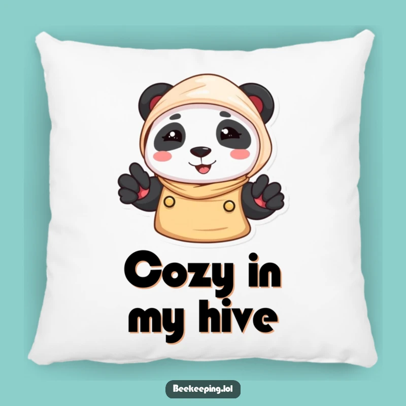 Funny Panda Beekeeper Pillow: Cozy Bear Cushion for Sweet Comfort