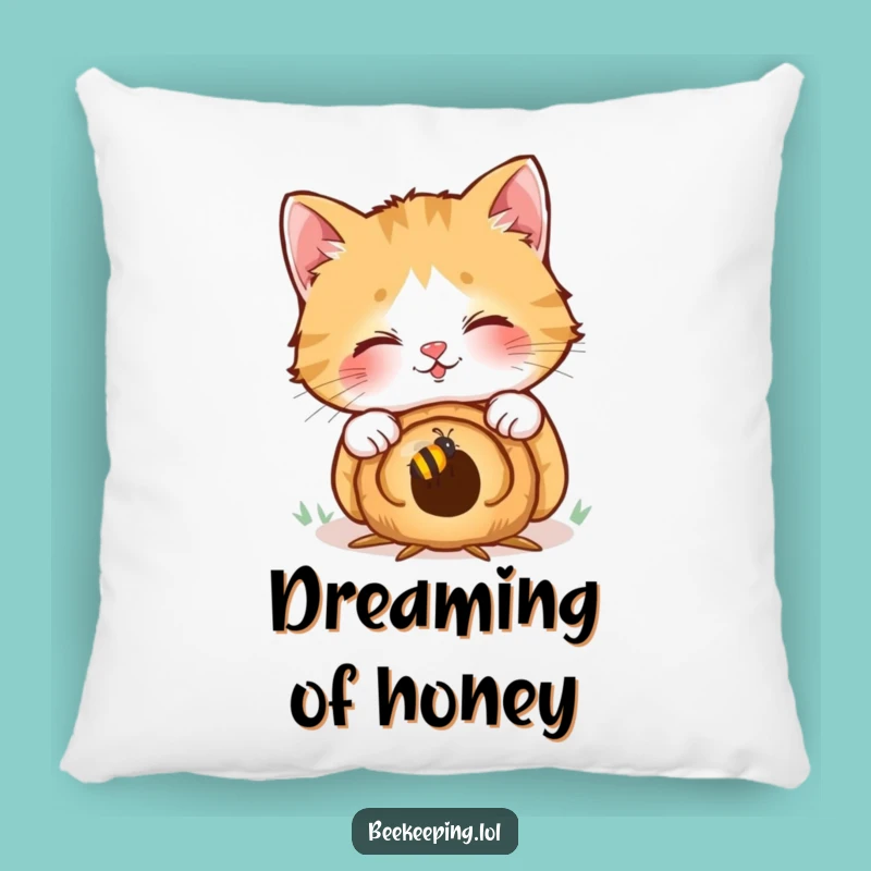 Funny Cat Pillow: Giggling at Bees, Cozy & Humorous Home Decor