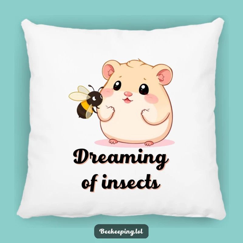 Soft Funny Hamster Pillow: Cuddle Up with Wide-Eyed Bee Encounters