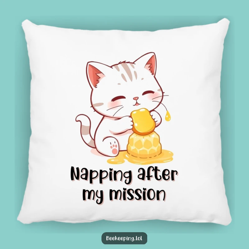 Funny Cat Honey Comb Pillow: Cozy Feline Accent Pillow Gift for Comfort