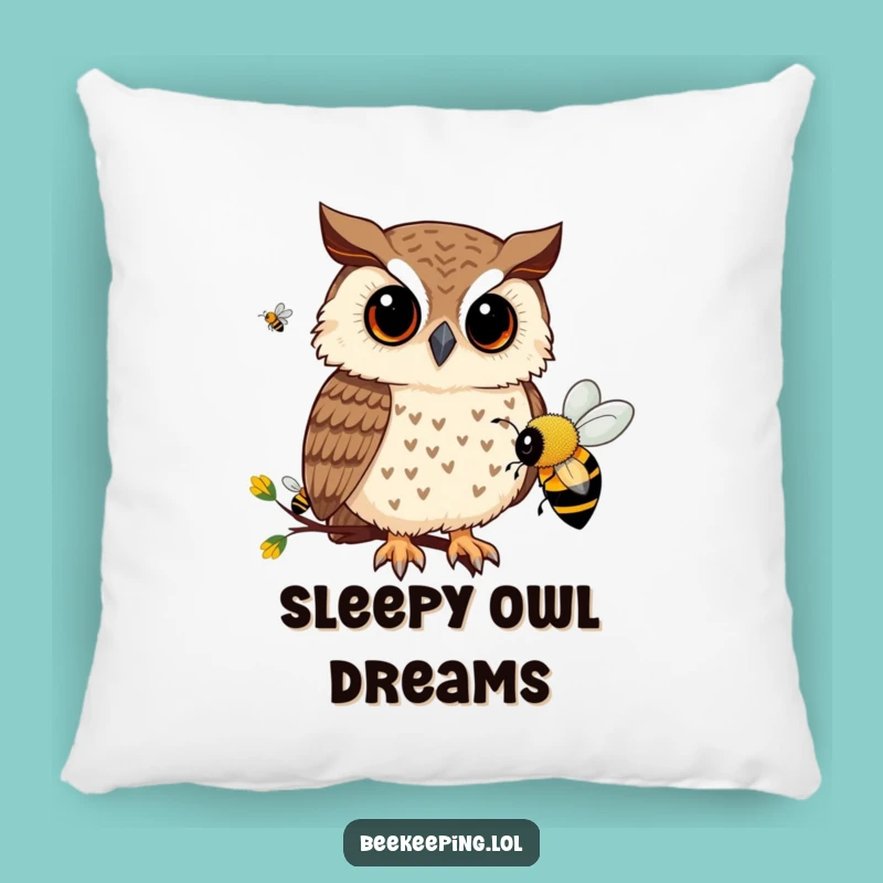 Funny Owl Bee Pillow: Curious Owl Comfort, Sweet Funny Gift