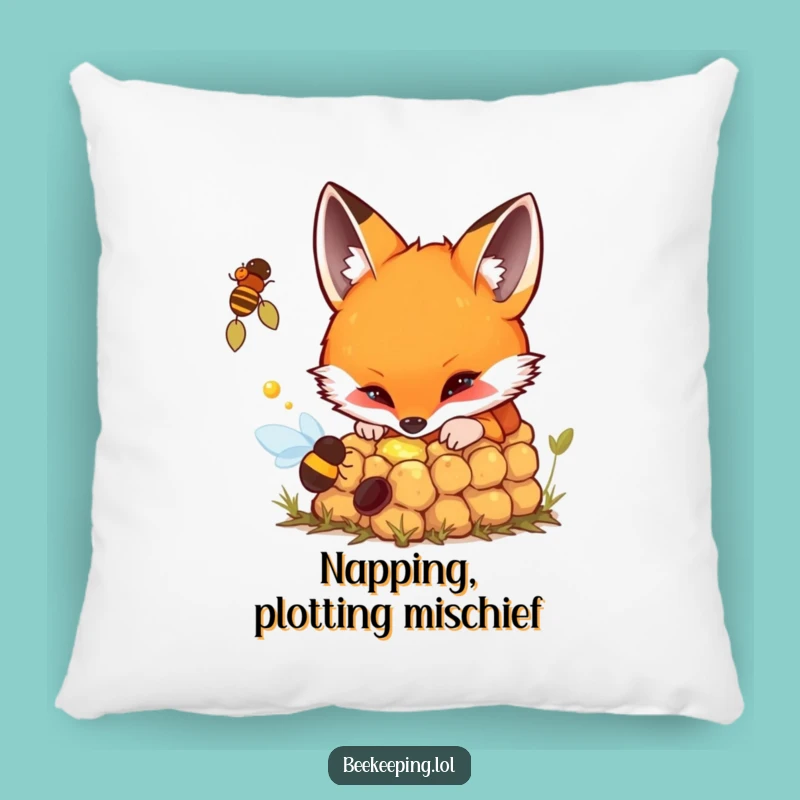 Funny Pillow: Curious Fox Beehive - Cozy Intrigue Gift