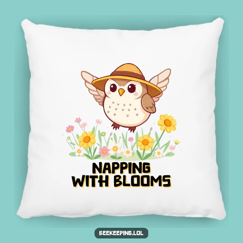 Funny Owl Gardener Pillow: Cozy Round Owl Cushion for Humorous Relaxation