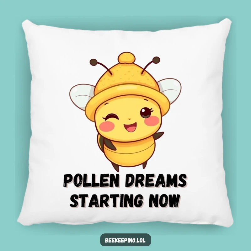 Funny Bee Pollen Hat Pillow: Cute Happy Bee with Hat Accent Gift!