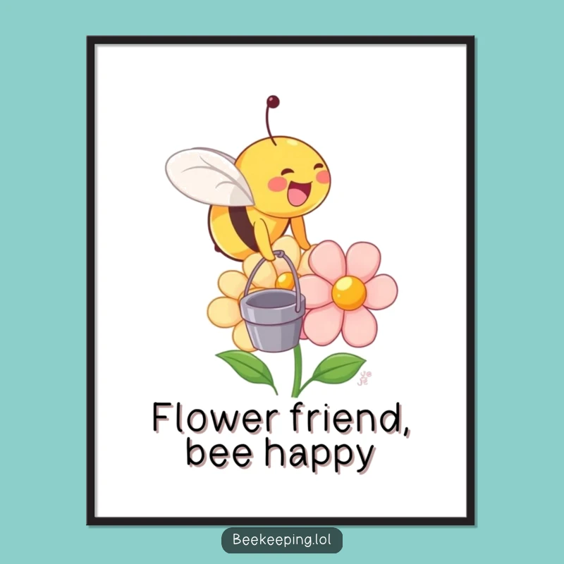 Funny Bee Flower Digital Art: Instant Humorous Insect Downloadable Gift