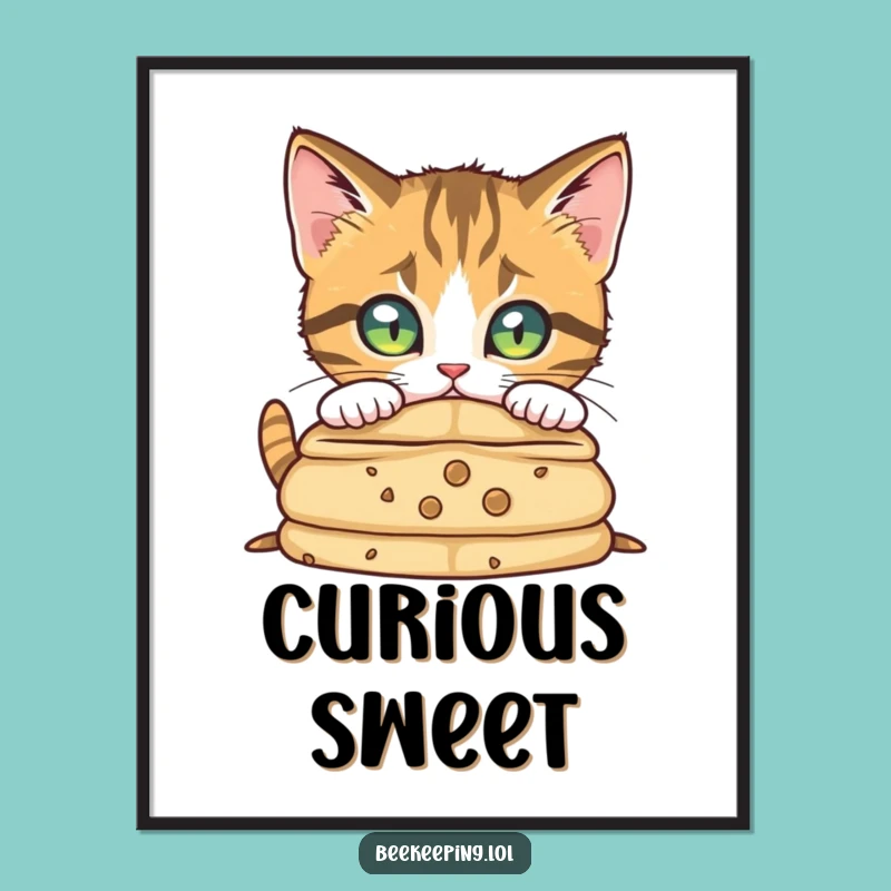 Funny Curious Cat Digital Art Print - Instant Intrigue for Your Walls