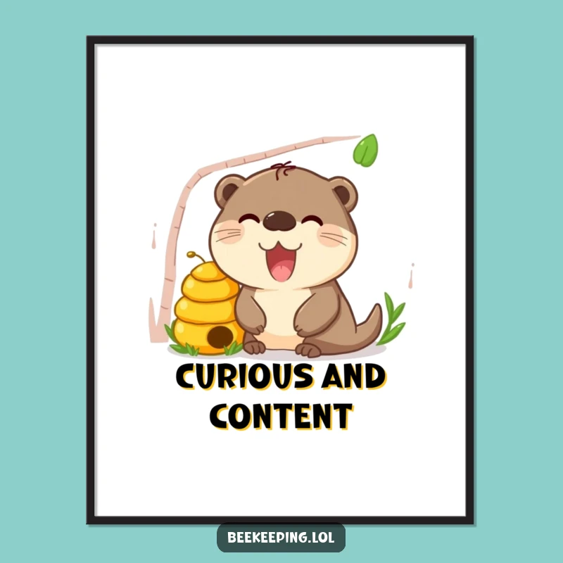 Funny Otter Beehive Digital Art Print: Instant Download Curious Otter, Animal Decor