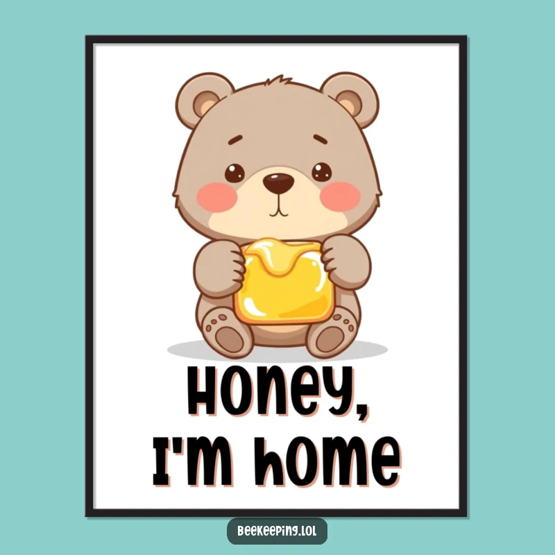 Funny Proud Bear Digital Art - Honey Frame Print - Humorous Home Decor