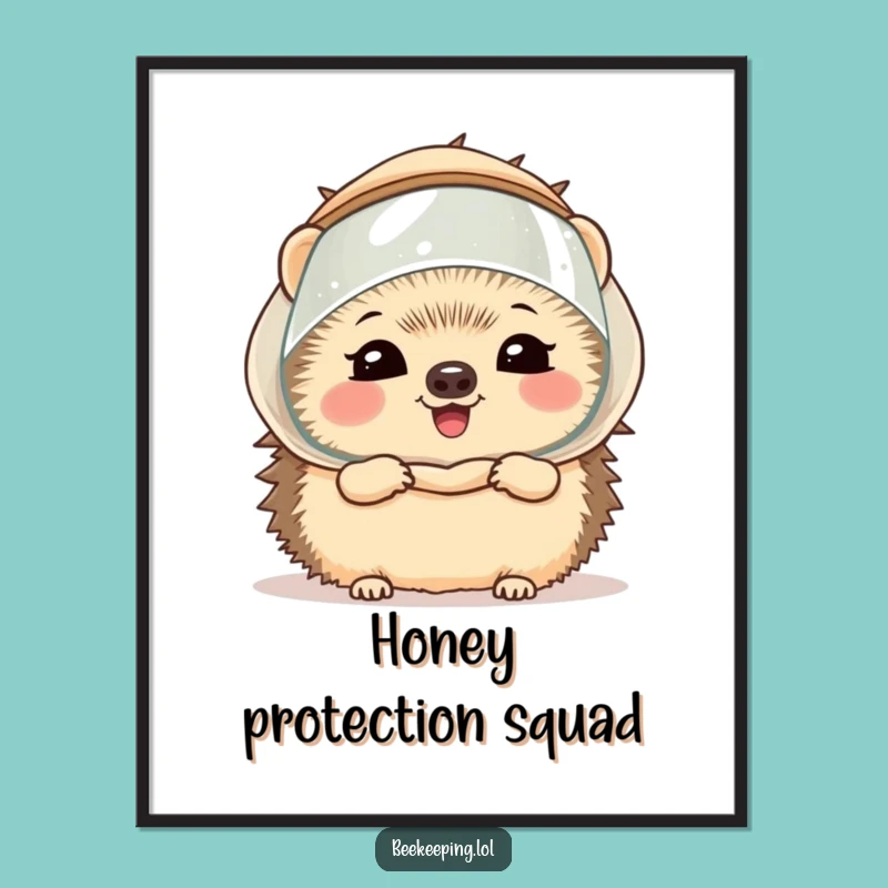 Funny Hedgehog Beekeeper Digital Art - Giggling Spiky Friend Downloadable Print