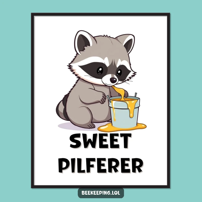 Funny Raccoon Honey Digital Art Print: Instant Download Determined Raccoon, Woodland Decor